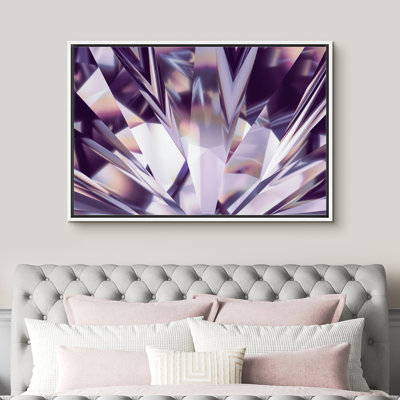 Marble Agate Slice Glam Sparkling Purple Crystal Gemstone Picture Modern Large Canvas Print Wall Art