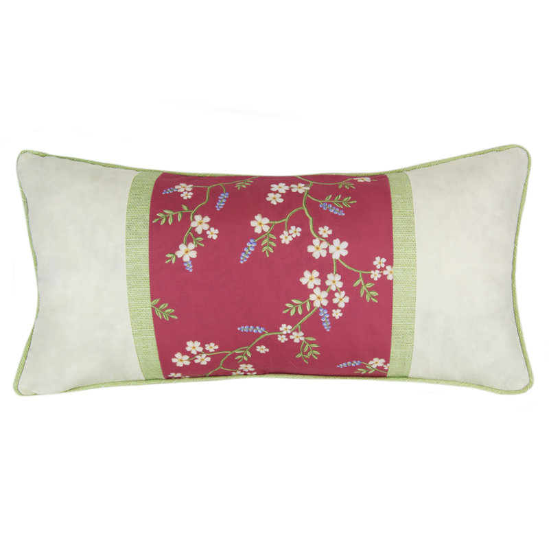 Sweet Melon Embroidered Floral Rectangular Decor Pillow