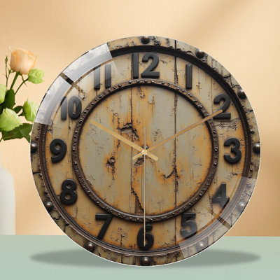 Horloge murale rétro vintage en bois 12 po
