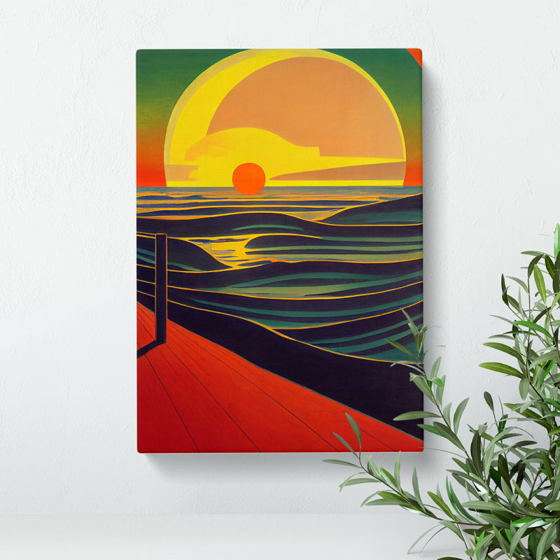 Vibrant Sunset Abstract - Wall Art, Wrapped Canvas, 50cm H x 35cm W, No Matte