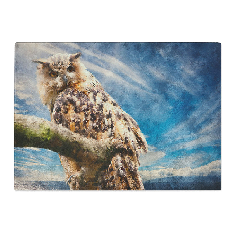 Great Horned Owl Vol.1 Chopping Board, 0.4cm H x 28.5cm W x 39cm L