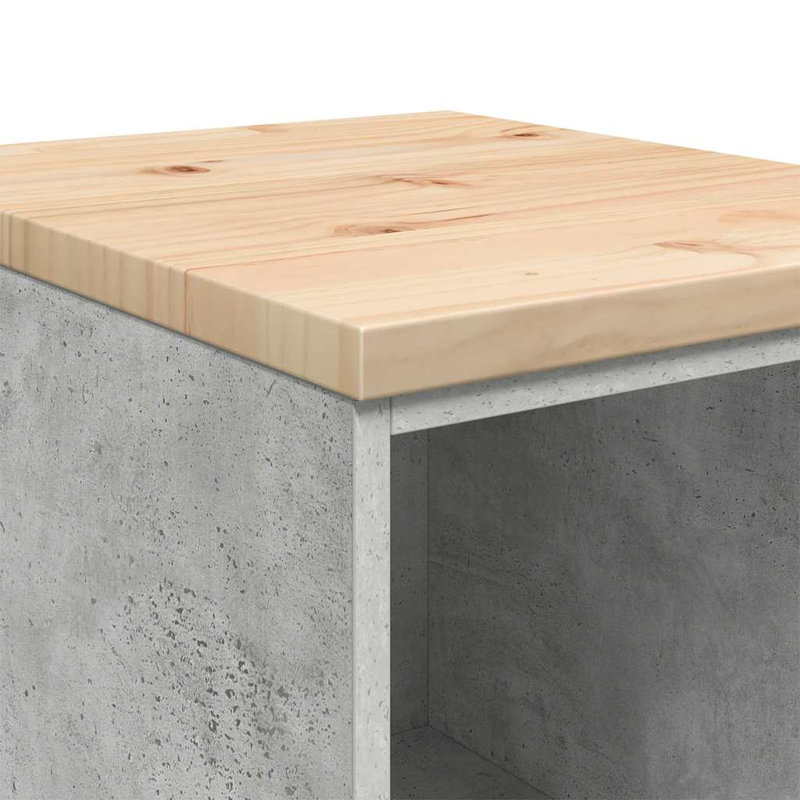 Solid Wood Single Storage Cabinet ( 85cm H x 40cm W x 51cm D), Concrete Grey