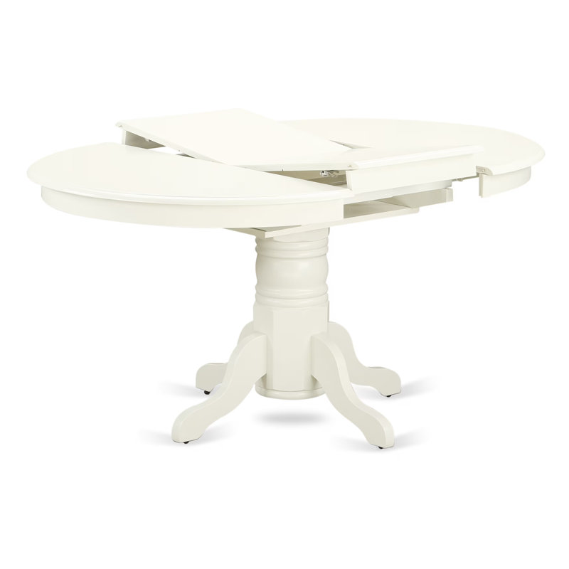 5 Piece Kitchen Table & Chairs Set Includes an Oval Dining Room Table with Butterfly Leaf and 4 Dining Chairs, 42x60 Inch, Linen White