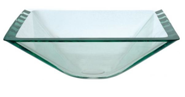 Square Glass Vessel Bathroom Sink, Chrome