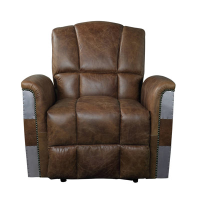 Fauteuil inclinable en cuir brun Bailee