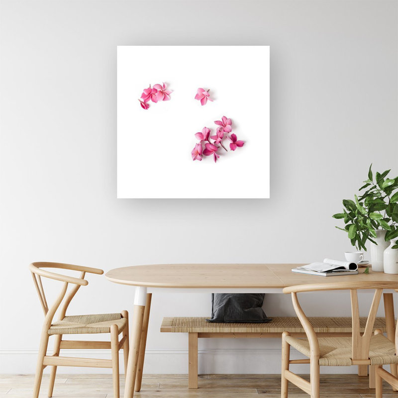 Pink Frangipani Flowers - Wrapped Canvas Print, 16cm H x 16cm W x 3.8cm D