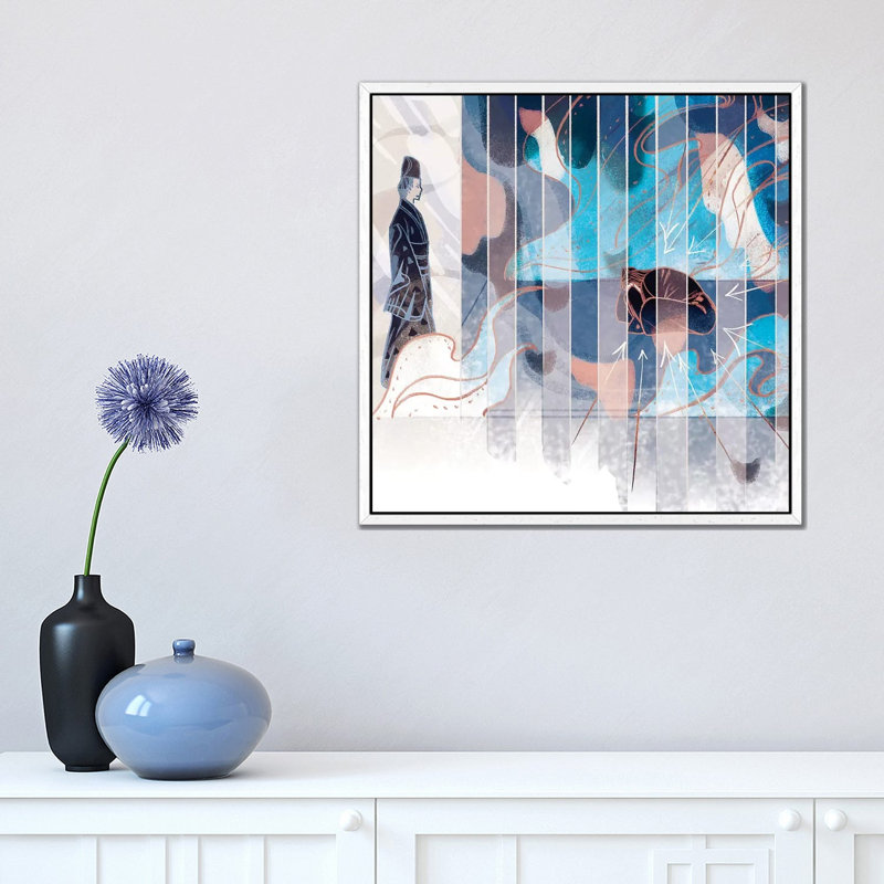 Two Spaces by Sija Hong - Painting on Canvas, 45.72 cm H x 45.72 cm W, White Framed