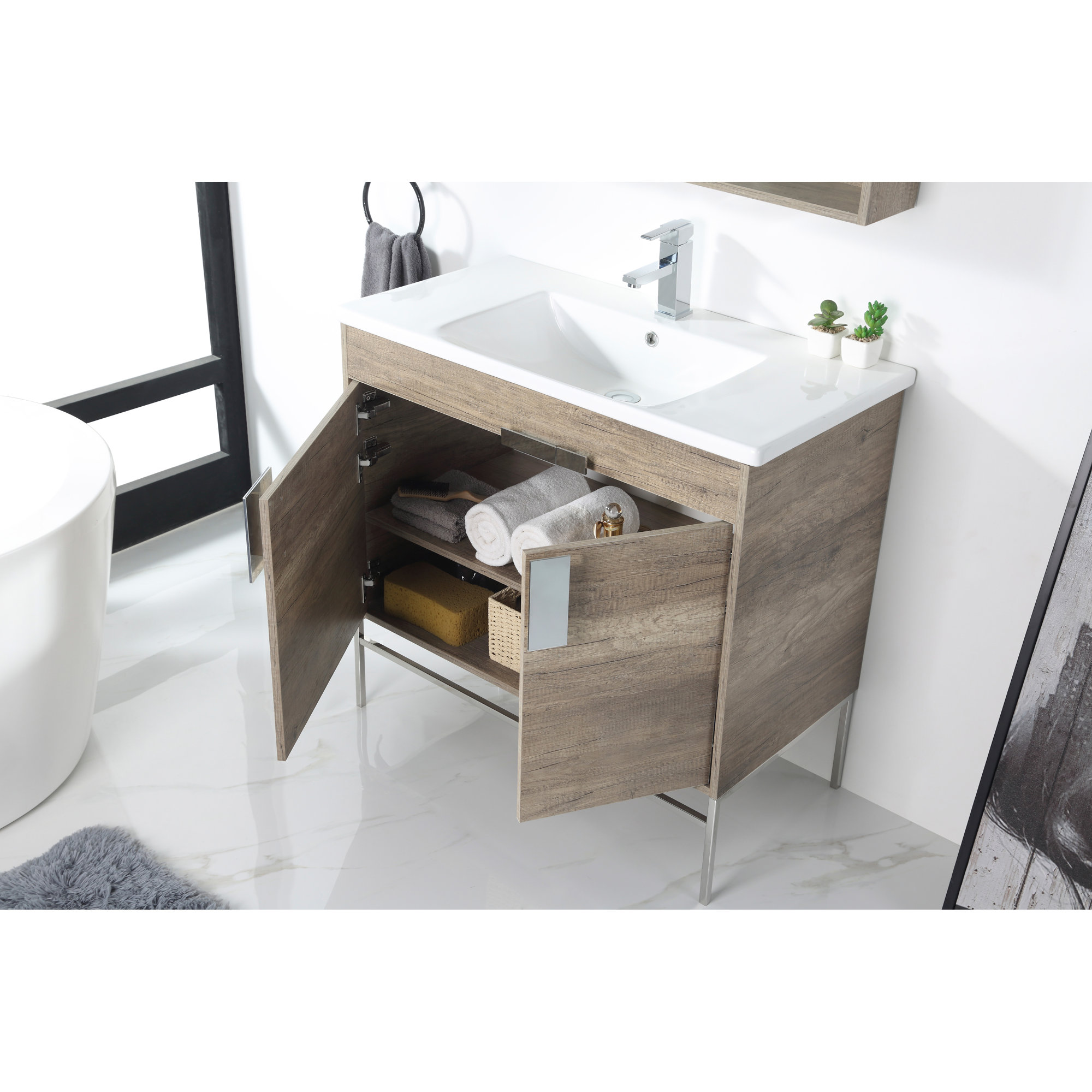 Maisie 36'' Single Bathroom Vanity, Gray, Polished Chrome