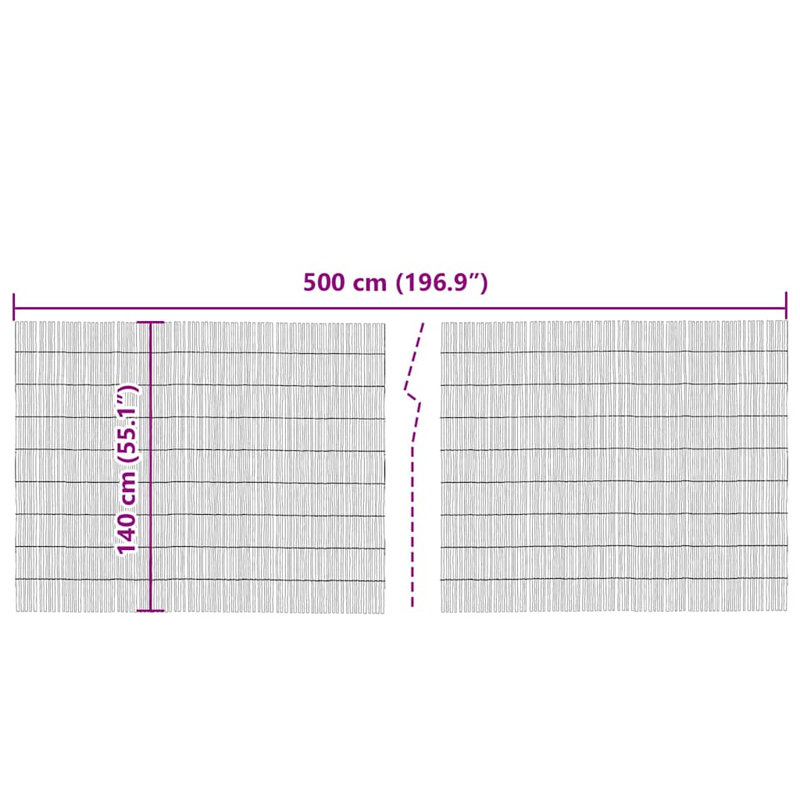 Clôture à roseaux vidaXL naturel 196,85 po x 55,12 po, H 4,6 pi x l 16,4 pi