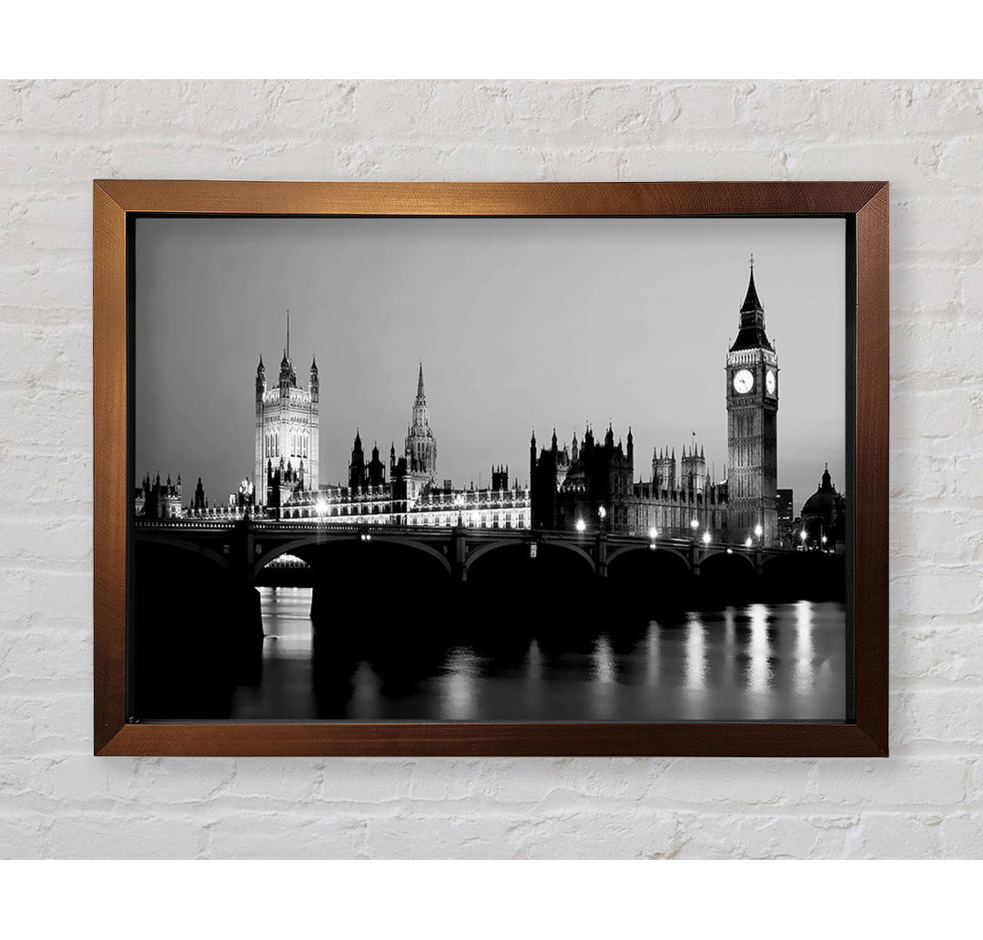 London Houses Of Parliament mit Big Ben B N W - Druck