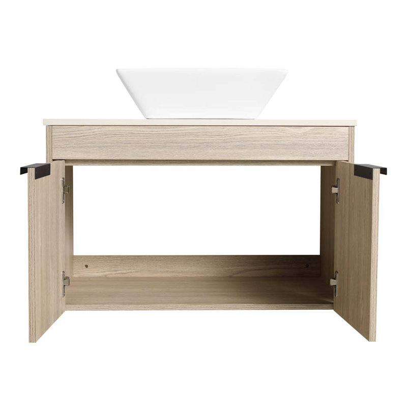 29.5" Wall Mounted Single Bathroom Vanity with Sink in White Oak