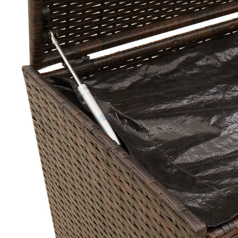 Brown Poly Rattan Deck Storage Box with Wheels
