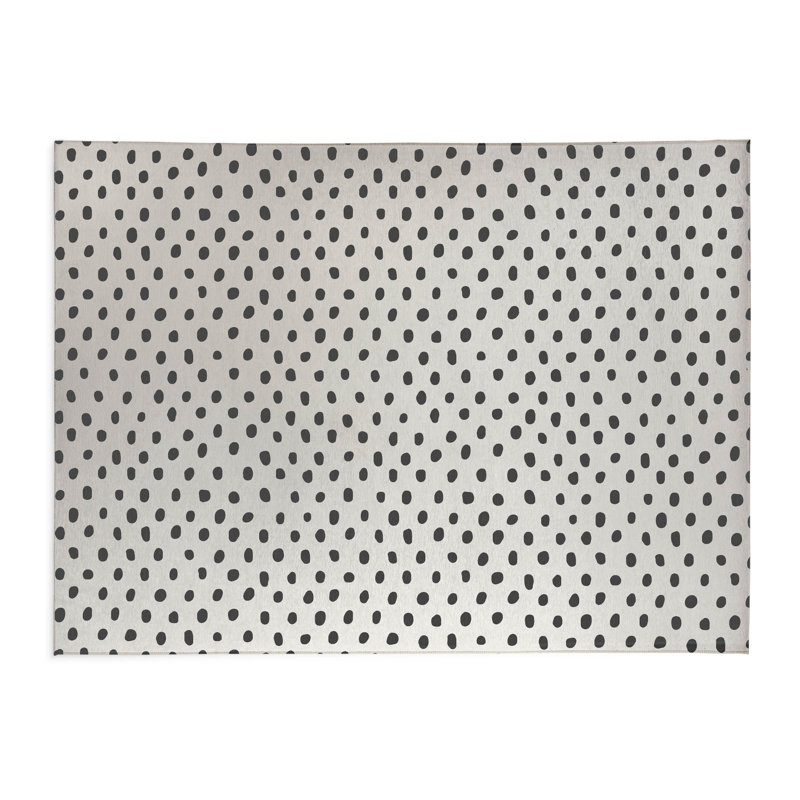 Dot Lyfe Charcoal Indoor Doormat, Ivory, 48" W x 72" L