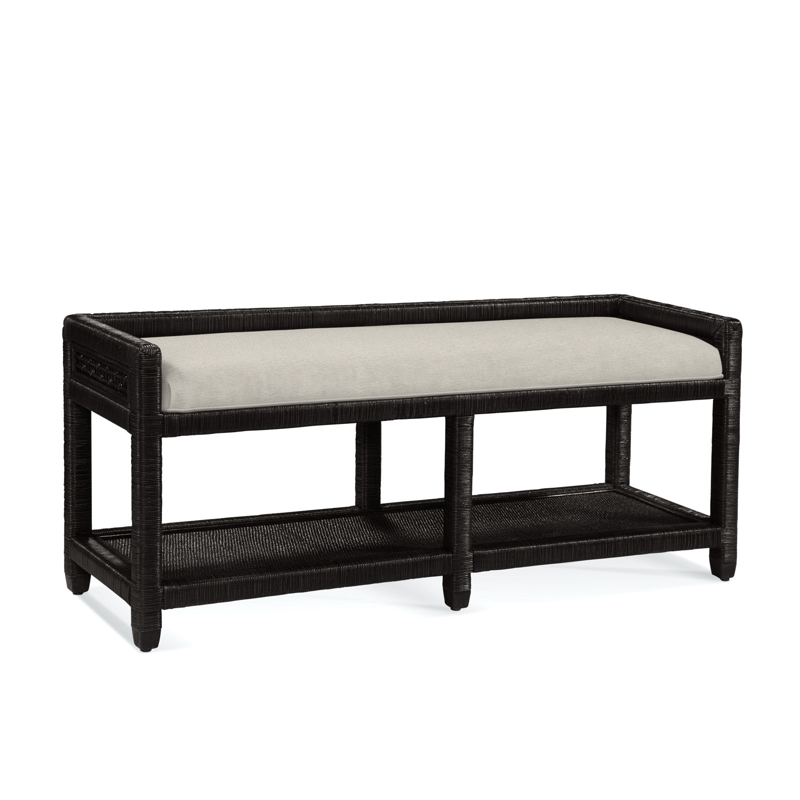 Silvio 54" Storage Bench, Antique Black, White Performance Fabric; 0851-94