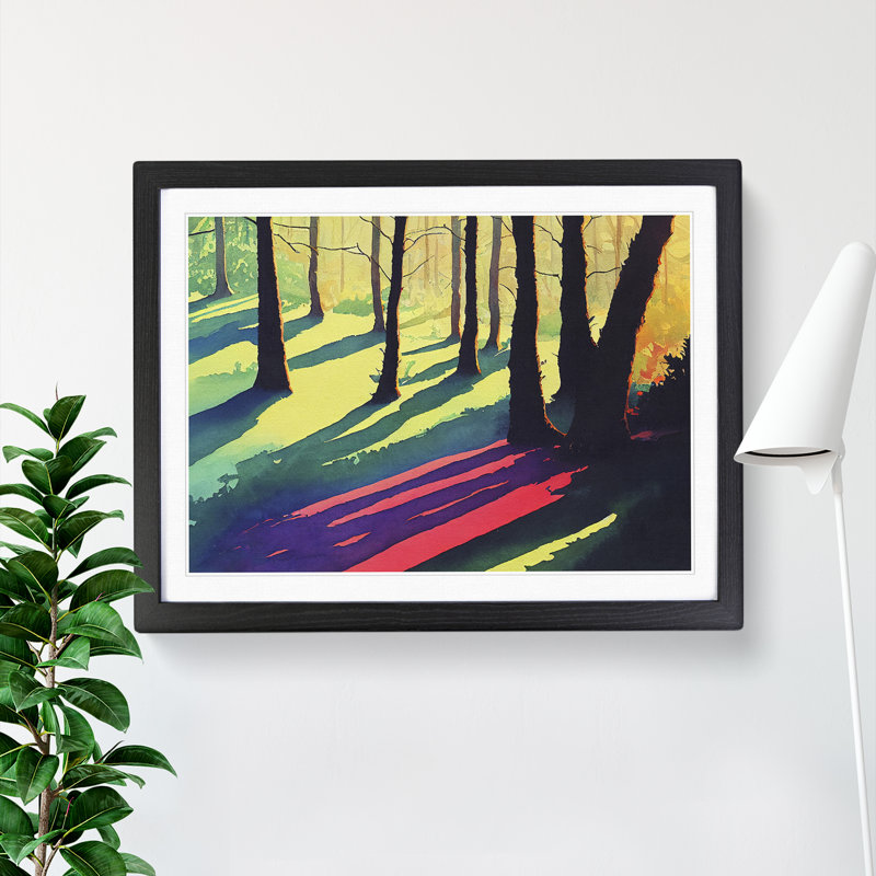 Summer Forest Colours 1 Piece Single Picture Frame Painting, 46cm H x 64cm W x 2cm D, Black Framed