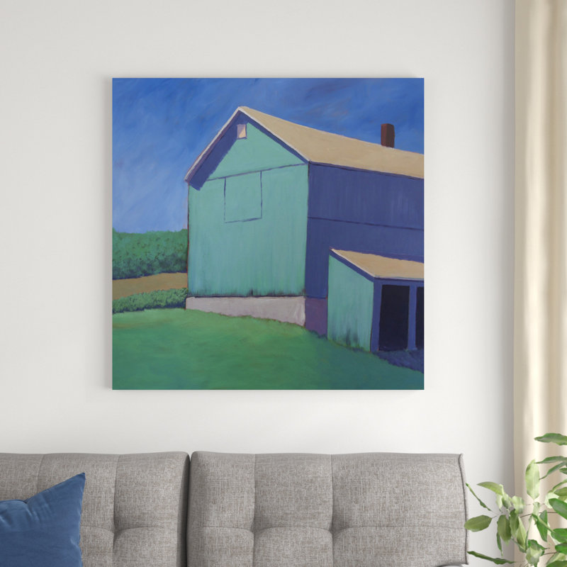 " Rustic Teal " Painting Print, 36" H x 36" W x 1.25" D