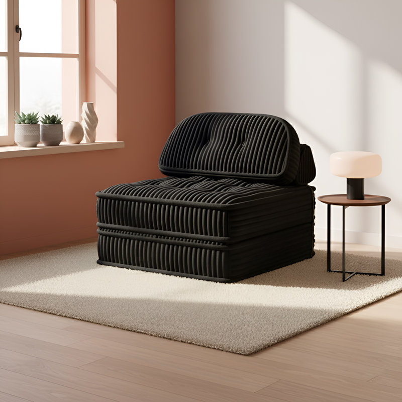 Canapé-lit pliant convertible simple 38 po Lozena, Noir