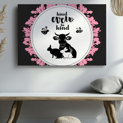 Canvas In A Striking Minimalist Black And White Illustration A Solid Wall Art Black Silhouette Of A Cow Featuring Delicate Facial Canvas Wall Art