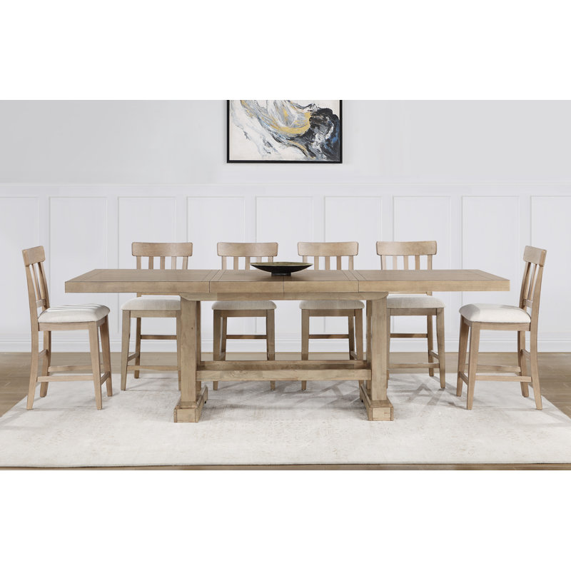 Osbourne Double Pedestal Dining Set, 7 Pieces: Table, 6 Chairs, Tan