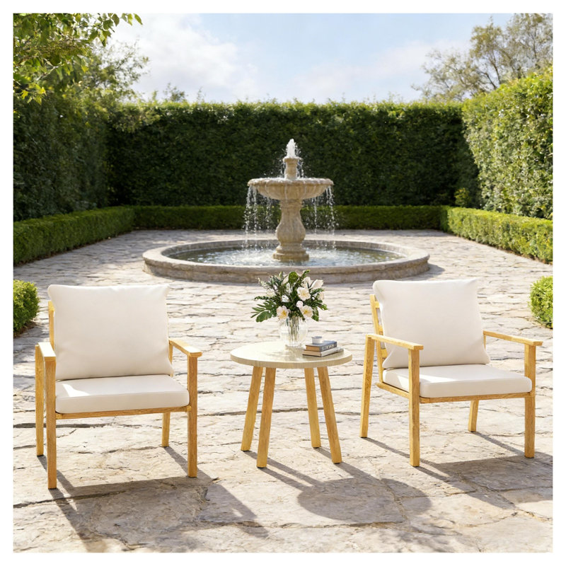 Ensemble bistro 3 pièces de style nordique avec fauteuils et table ronde