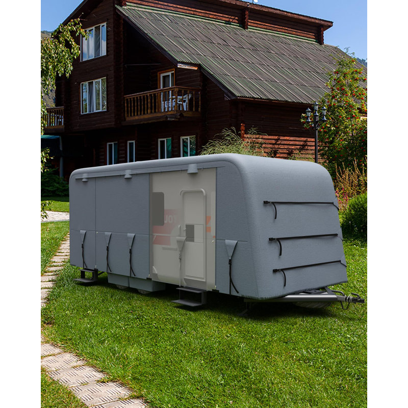 Heavy-Duty Travel Trailer RV Cover, Extra-Thick Waterproof & Anti-UV 6 Layers Top Panel, 30'