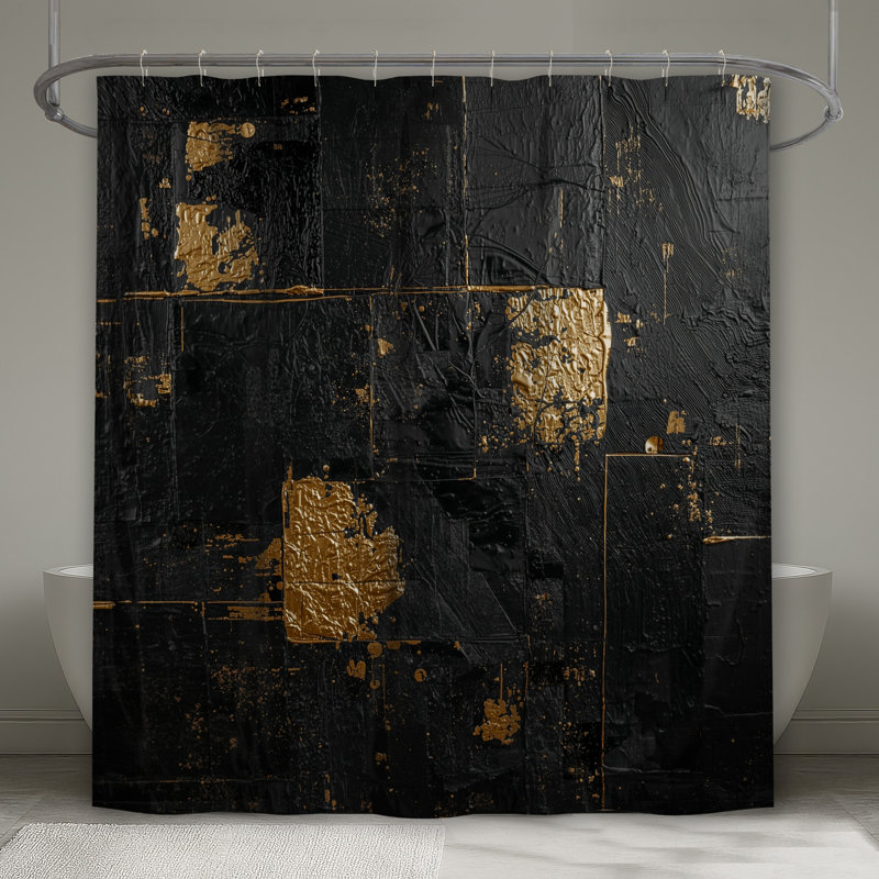 Rideaux de douche noirs et noirs texturés, L 70 po x H 84 po