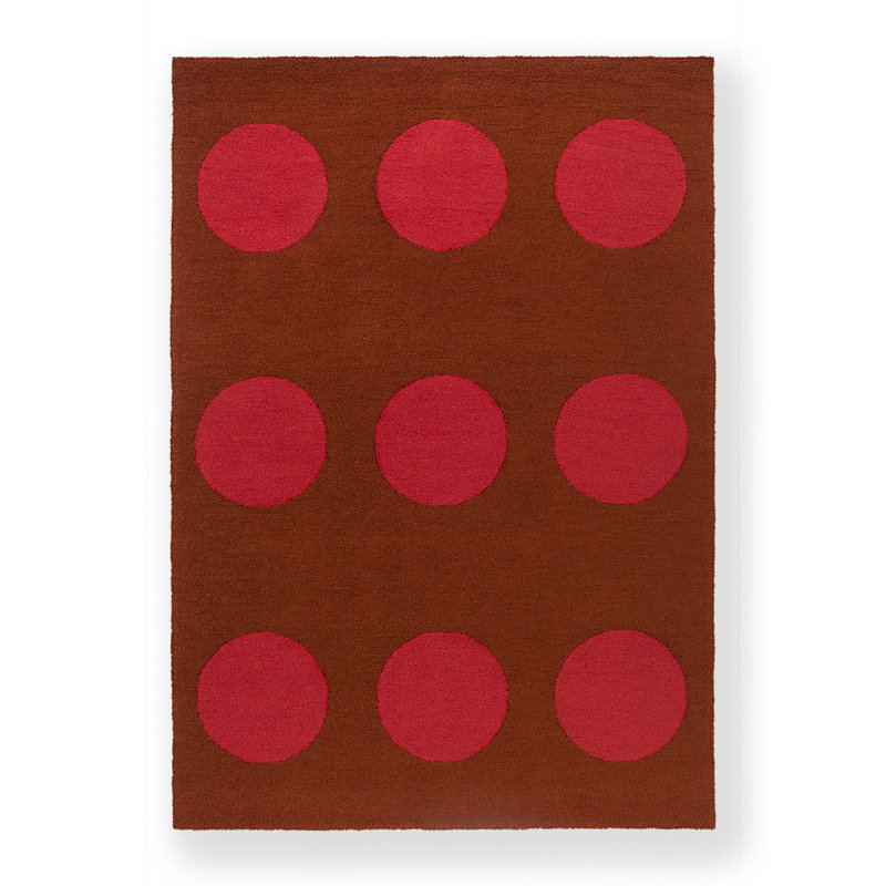 Habitat Festival Hand Tufted Polka Dots Area Rug in Red/Dark Brown, Rectangle 6'7" x 9'2"