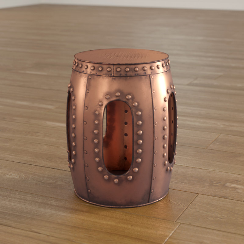 Steel Drum End Table, Copper, 51cm H x 37cm W x 37cm D