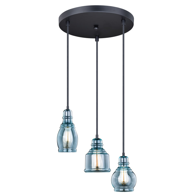 Denzel 3-Light Dimmable Cluster Pendant, Oil Rubbed Bronze