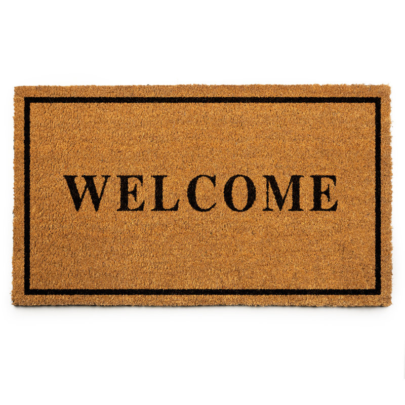  17.5x30 Welcome Mat with Heavy-Duty Backing - Non-Slip Coco Coir Doormat for Outdoor or Indoor - Easy to Clean Door Mats - Natural Brown
