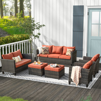 Lovall Wicker 9 - Person Patio Conversation Set with Cushions