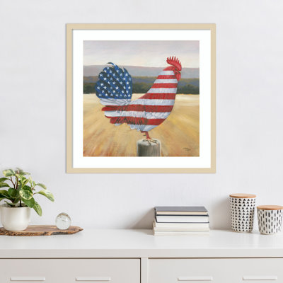 «American Rooster» par Wood, reproduction d'art encadrée