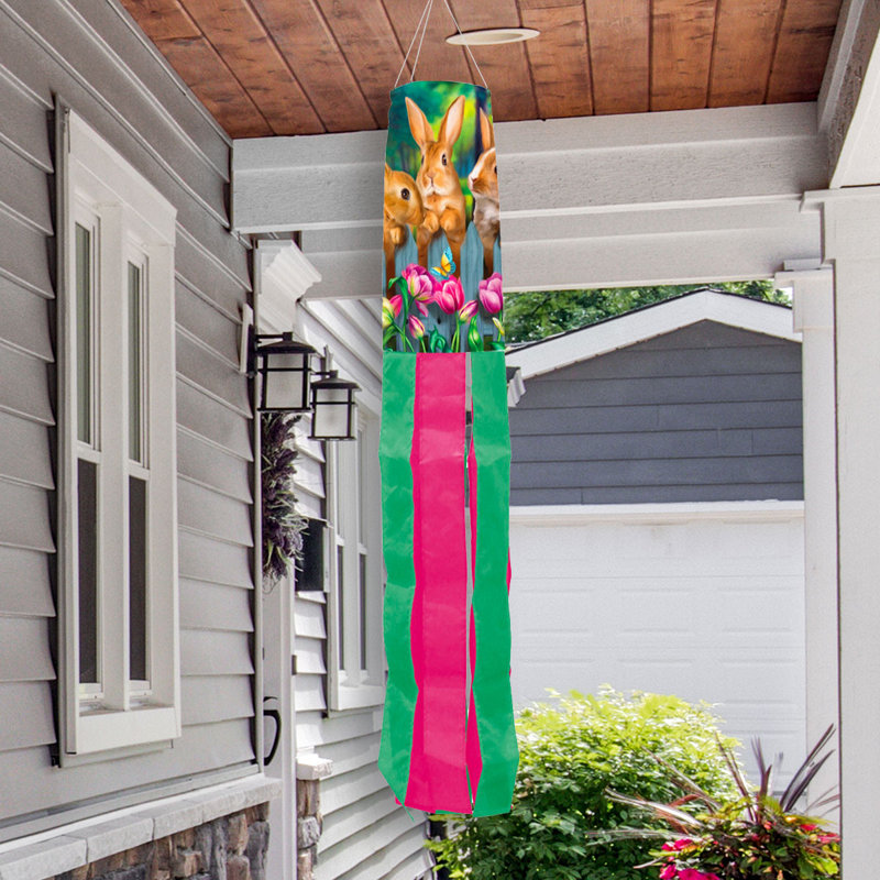 Garden Bunnies Spring Windsock, Brun/vert/rose