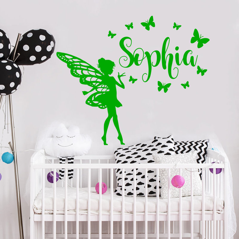Décalcomanie murale chambre de bébé papillon, Vert lime