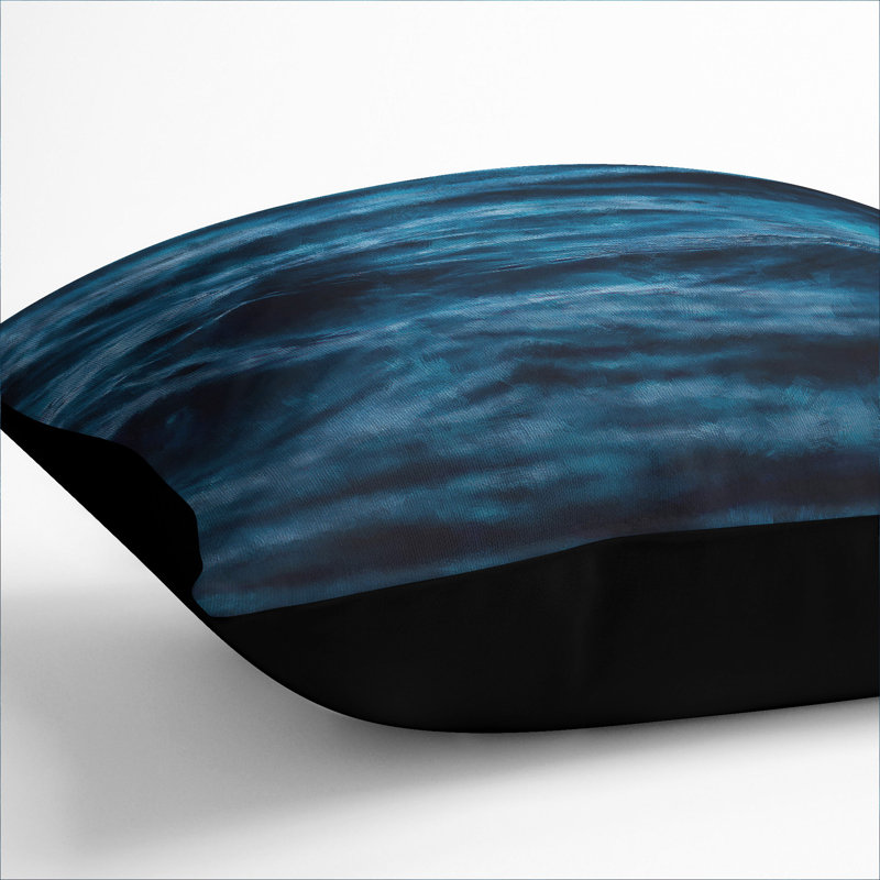 Dark Water In Blue Square Throw Cushion, 40cm H x 40cm W x 15cm D, Black