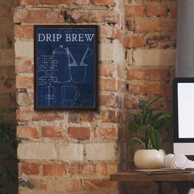 Art mural sur toile Williston Forge «Coffee Blueprint 3 Indigo» par Marco Fabiano