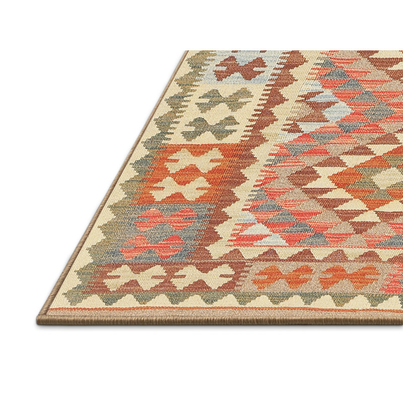 Tapis contemporain orange / rouge, Rectangle 5 pi x 8 pi