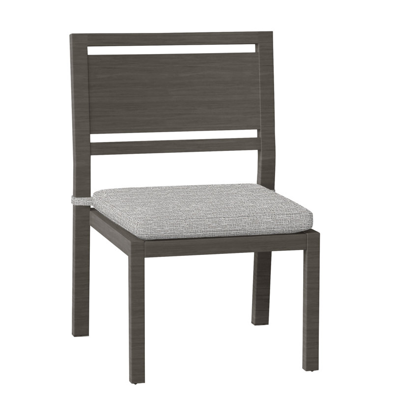 Avondale Patio Dining Side Chair with Cushions, Slate Grey, No Welt, Tweed Toffee
