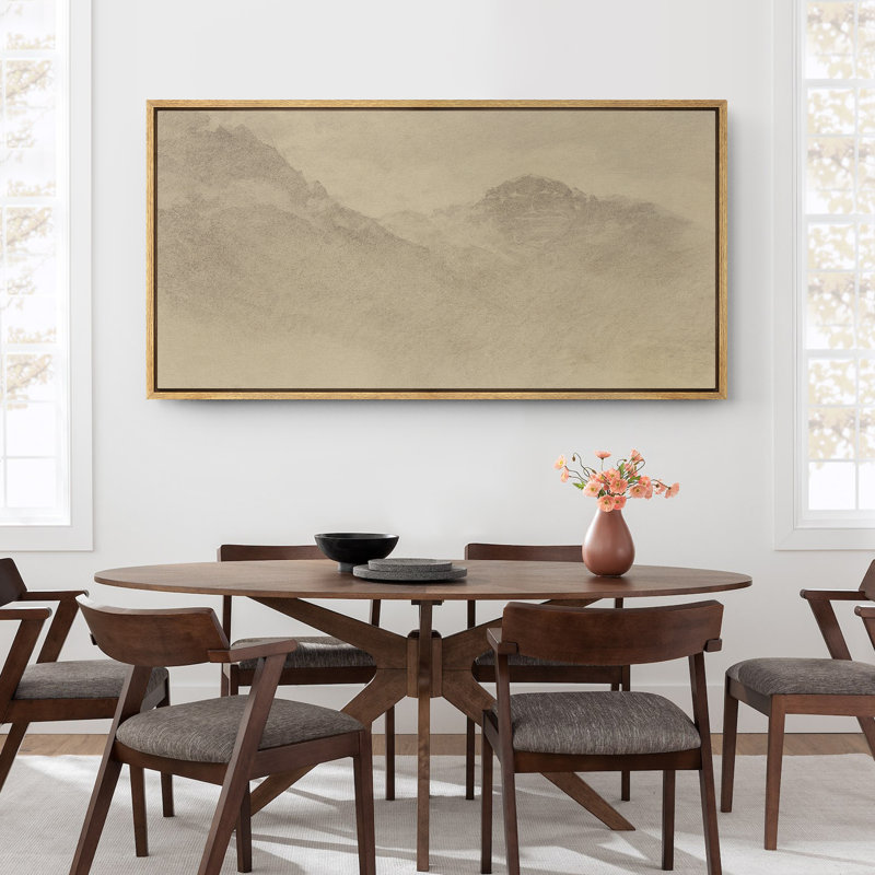 «Mono Misty Mountains», impression sur toile encadrée - décor de paysage subtil, Naturel, H 30 po x l 60 po