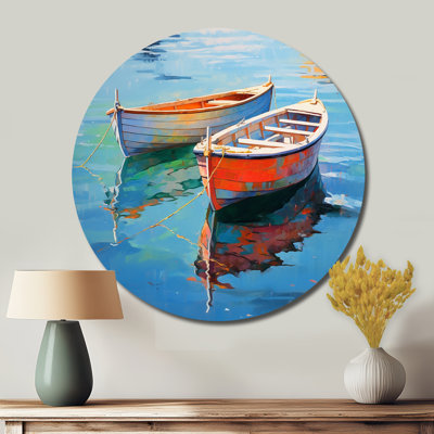 Bateau, eaux harmoniques - transport, art rond en métal