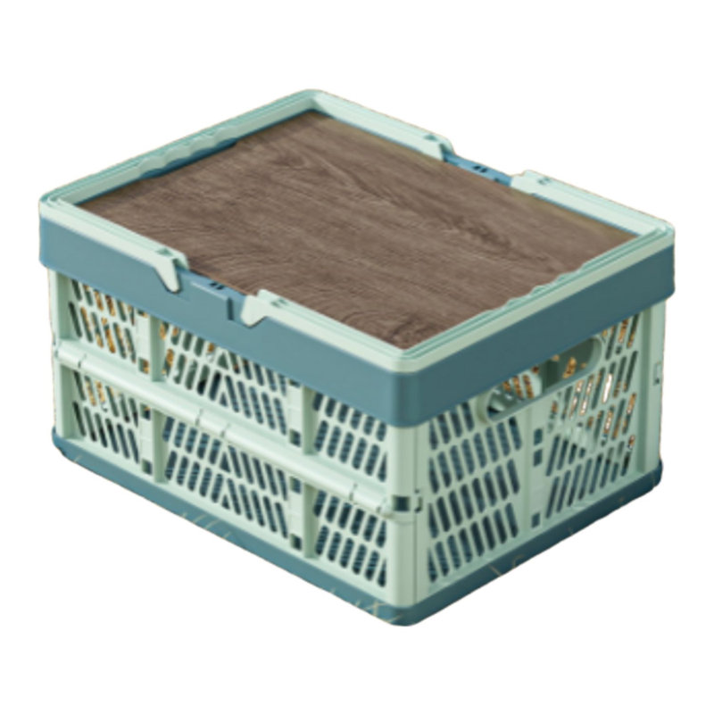 Caisse de rangement pliable avec panier de rangement, Bleu