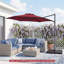 Parasol de patio en porte-à-faux 10 pi avec rotation à 360 °, évent d'aération, base croisée incluse-2142059588