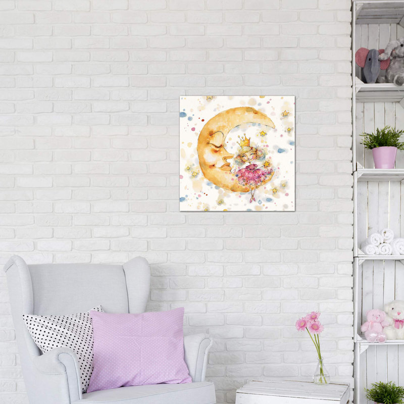 To To Moon & Back par Sillier Than Sally - reproduction d'art, Toile tendue, H 26 po x l 26 po x P 1,5 po, Pas de tapis