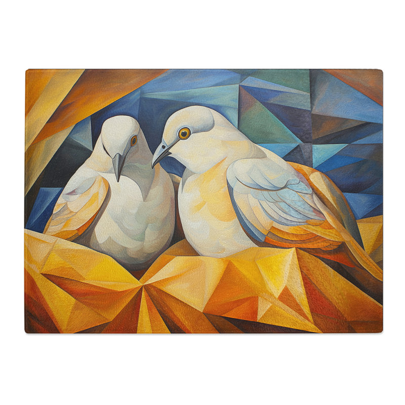 Dove Bird Cubism  Glass Chopping Board