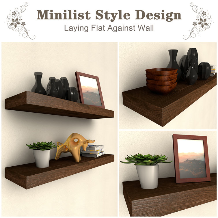 Rustic Floating Shelves (Set of 2) Loon Peak Finish: Aged Barrel, Size: 1.75 H x 24 W x 12 D