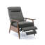 Fauteuil inclinable Saugus en tissu anthracite avec accoudoirs en bois de châtaignier