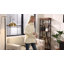 Ensemble de mobilier de bureau deux pièces, bureau d'écriture en L et petite chaise en similicuir-687450039