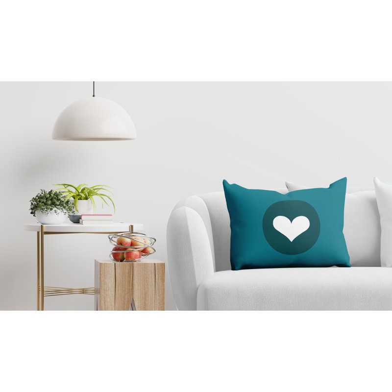 Housse et insert de coussin rectangulaire Sweet Heart, Turquoise