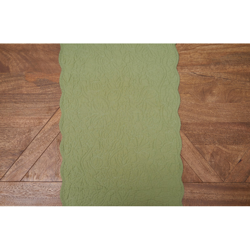Christiana Sweet Pea Floral Reversible Quilt Table Runner, Green