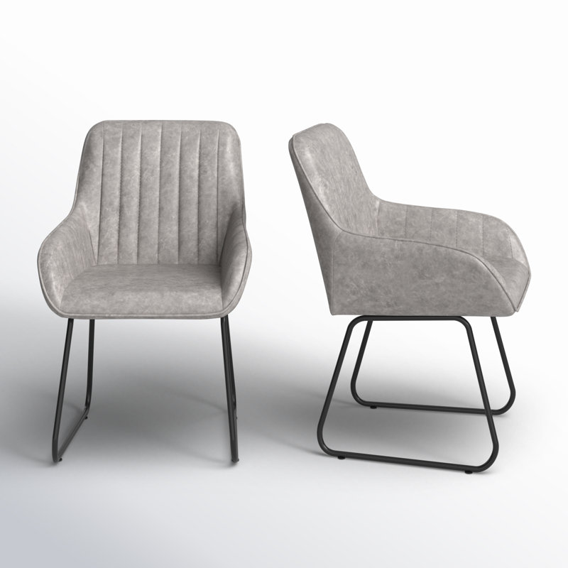 Braiden Upholstered Dining Chairs With Arm, Gray